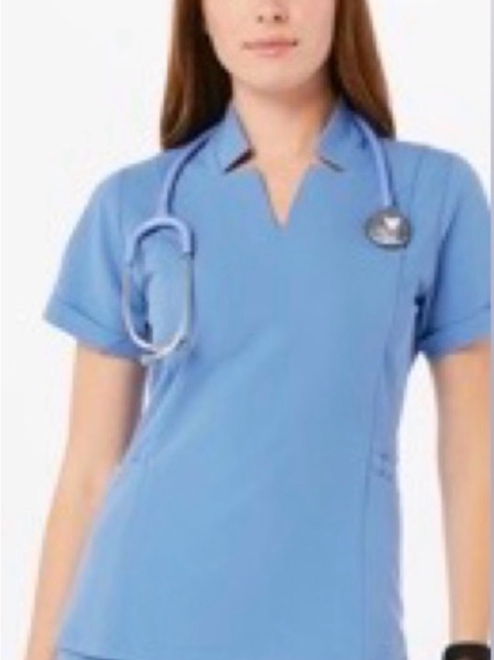 FIGS Inala Slim fit Scrub Top in Ceil Blue - Size M